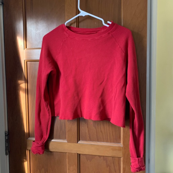 PacSun Tops - John Galt red cropped waffle tshirt